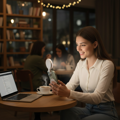 TELESIN C03 Magnetic Selfie Light, Phone Light Compatible with iPhone Magsafe, CRI97 360° LED Selfie Ring Fill Light with Mirror for Selfies/Photography/TikTok/Zoom Calls/Video Conference