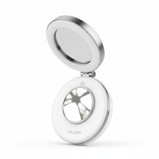 TELESIN C03 Magnetic Selfie Light, Phone Light Compatible with iPhone Magsafe, CRI97 360° LED Selfie Ring Fill Light with Mirror for Selfies/Photography/TikTok/Zoom Calls/Video Conference