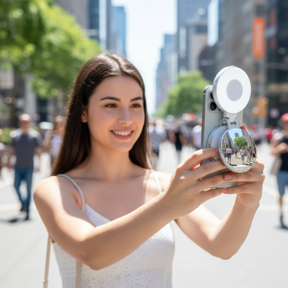 TELESIN C03 Magnetic Selfie Light, Phone Light Compatible with iPhone Magsafe, CRI97 360° LED Selfie Ring Fill Light with Mirror for Selfies/Photography/TikTok/Zoom Calls/Video Conference